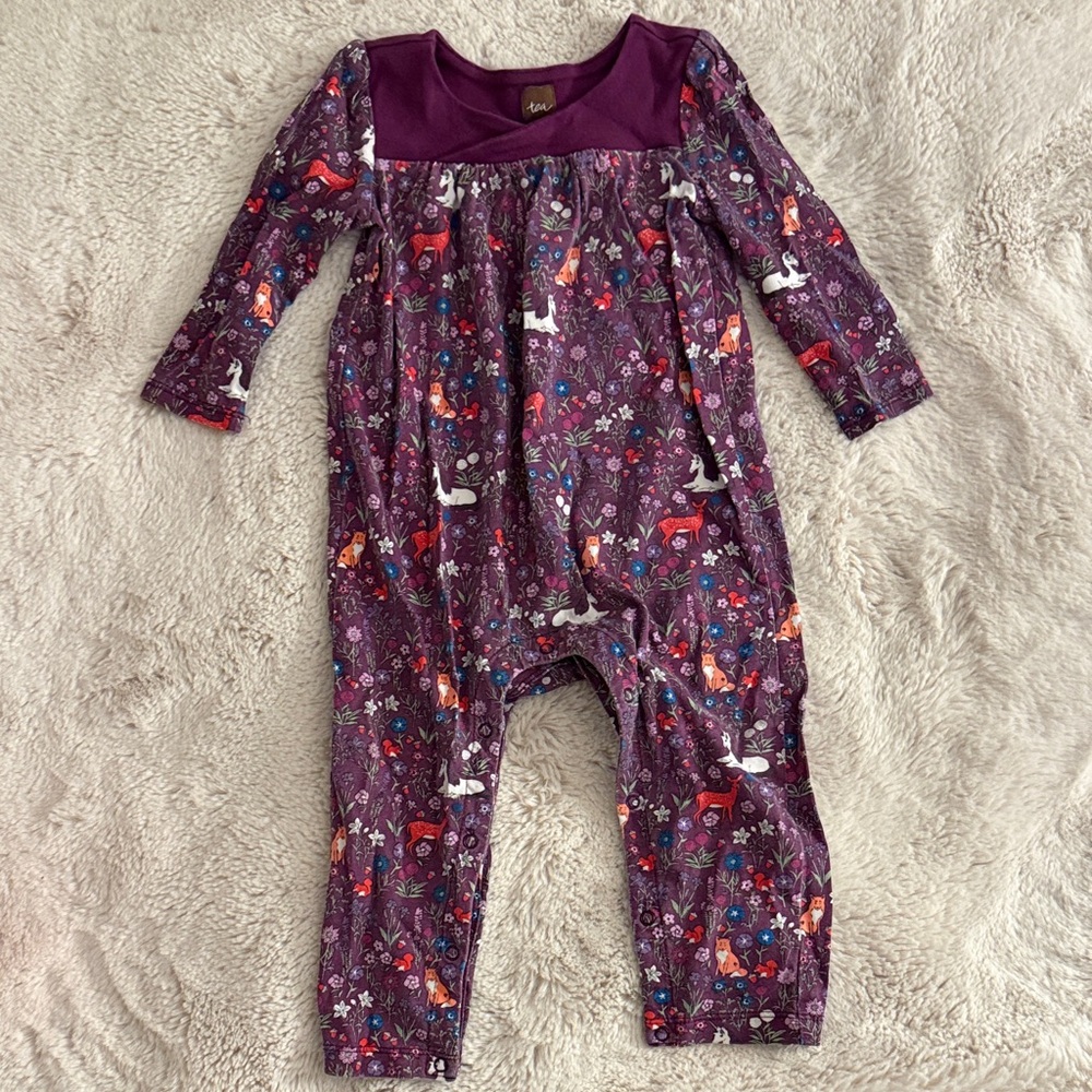 Tea Collection Purple Floral Kids One Piece